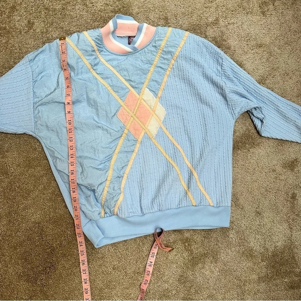 Vintage 80s pastel windbreaker in pink and light blue size large - Picture 8 of 8
